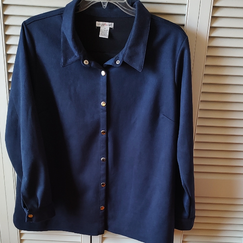 Women's Navy Button-Up Jacket